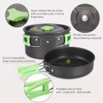 PELLOR Camping Cookware Set, 17pcs Portable Camping Mess Kit with Non-Stick Aluminum Pots, Pans Set and Folding Fork, Lightweight Backpacking Camping Gear for Outdoor/Camping/Picnic/Hiking