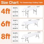 Sweetcrispy 4ft Plastic Folding Table Outdoor Indoor Heavy Duty Portable Desk with Carrying Handle for Camping Picnic Party