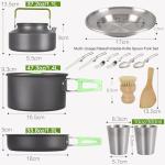 PELLOR Camping Cookware Set, 17pcs Portable Camping Mess Kit with Non-Stick Aluminum Pots, Pans Set and Folding Fork, Lightweight Backpacking Camping Gear for Outdoor/Camping/Picnic/Hiking