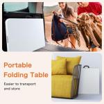 Sweetcrispy 4ft Plastic Folding Table Outdoor Indoor Heavy Duty Portable Desk with Carrying Handle for Camping Picnic Party