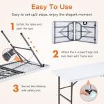 Sweetcrispy 4ft Plastic Folding Table Outdoor Indoor Heavy Duty Portable Desk with Carrying Handle for Camping Picnic Party