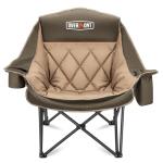 Overmont Oversized XL Camping Chair for Adults - 400lbs Support Heavy-Duty Padded Folding Chair with Side Pocket Cup Holder Cooling Bag for Outdoor Sports Garden Beach Fishing Lawn Khaki