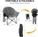 REALEAD Oversized Heated Camping Chair | Fully Thick Padded | Heated Chairs for Outdoor Sports with Back and Seat Heating | Heated Folding Chair for Adults | Support 400lbs | Battery NOT Included