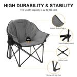 REALEAD Oversized Heated Camping Chair | Fully Thick Padded | Heated Chairs for Outdoor Sports with Back and Seat Heating | Heated Folding Chair for Adults | Support 400lbs | Battery NOT Included