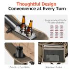 Overmont Oversized XL Camping Chair for Adults - 400lbs Support Heavy-Duty Padded Folding Chair with Side Pocket Cup Holder Cooling Bag for Outdoor Sports Garden Beach Fishing Lawn Khaki