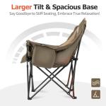 Overmont Oversized XL Camping Chair for Adults - 400lbs Support Heavy-Duty Padded Folding Chair with Side Pocket Cup Holder Cooling Bag for Outdoor Sports Garden Beach Fishing Lawn Khaki