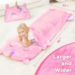 iPlay, iLearn Kids Unicorn Sleeping Bag, Toddler Girl Nap Mat, Plush Animal Slumber Bag 2 In 1 Pink Pillow Daycare Preschool Kindergarten Birthday Gift Travel Sleepover 3 4 5 6 7 8 10 12 Yr Child Teen