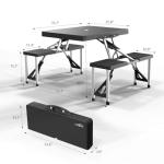 VINGLI 4Ft Portable Folding Picnic Table Camping Table Foldable Set with 4 Seats with Umbrella Hole Suitcase Card Table-220 Lbs Support Aluminum Frame, Plastic RV Tabletop for Yard, Travel