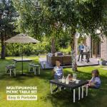 VINGLI 4Ft Portable Folding Picnic Table Camping Table Foldable Set with 4 Seats with Umbrella Hole Suitcase Card Table-220 Lbs Support Aluminum Frame, Plastic RV Tabletop for Yard, Travel