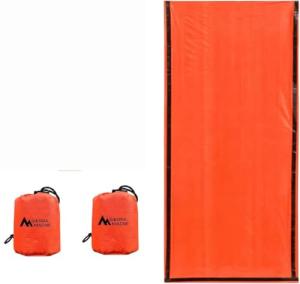 Sierra Madre Emergency Sleeping Bag – Ultralight, Waterproof Mylar Thermal Bivy Sack Tent for Hiking, Bug-Out Bags, Survival Kits – Emergency Survival Space Blanket for Heat Retention 2 Pack