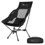 MOON LENCE High Back Folding Camping Chair, 330lbs Portable Compact Chair with Wide Seat & Ergonomic Back Support (Black)
