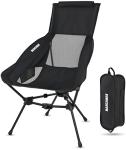 MARCHWAY Lightweight Folding High Back Camping Chair with Head Support, Stable Portable Compact for Outdoor Camp, Travel, Beach, Picnic, Festival, Hiking, Backpacking (Highback Black)