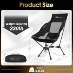 MOON LENCE High Back Folding Camping Chair, 330lbs Portable Compact Chair with Wide Seat & Ergonomic Back Support (Black)