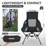 MARCHWAY Lightweight Folding High Back Camping Chair with Head Support, Stable Portable Compact for Outdoor Camp, Travel, Beach, Picnic, Festival, Hiking, Backpacking (Highback Black)