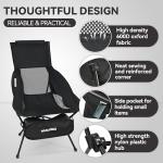 MARCHWAY Lightweight Folding High Back Camping Chair with Head Support, Stable Portable Compact for Outdoor Camp, Travel, Beach, Picnic, Festival, Hiking, Backpacking (Highback Black)