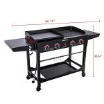 Royal Gourmet GD402 4-Burner Propane Gas Grill and Griddle Combo with Foldable Legs, 48,000 BTUs, Portable Griddle Grill Combo for Outdoor Cooking While Camping or Tailgating, Black