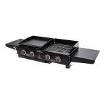 Royal Gourmet GD402 4-Burner Propane Gas Grill and Griddle Combo with Foldable Legs, 48,000 BTUs, Portable Griddle Grill Combo for Outdoor Cooking While Camping or Tailgating, Black