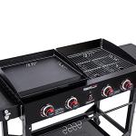 Royal Gourmet GD402 4-Burner Propane Gas Grill and Griddle Combo with Foldable Legs, 48,000 BTUs, Portable Griddle Grill Combo for Outdoor Cooking While Camping or Tailgating, Black