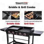 Royal Gourmet GD402 4-Burner Propane Gas Grill and Griddle Combo with Foldable Legs, 48,000 BTUs, Portable Griddle Grill Combo for Outdoor Cooking While Camping or Tailgating, Black
