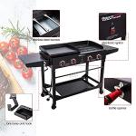 Royal Gourmet GD402 4-Burner Propane Gas Grill and Griddle Combo with Foldable Legs, 48,000 BTUs, Portable Griddle Grill Combo for Outdoor Cooking While Camping or Tailgating, Black