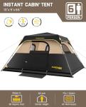FanttikOutdoor Zeta C6 Pro Camping Tent 6 Person Instant Cabin Tent Setup in 60 Seconds with Rainfly & Windproof Portable with Carry Bag for Family Camping & Hiking, Khaki