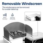 VIVOHOME Folding Camping Kitchen Station Table with Storage Organizer, 2 Side Tables, Stainless Steel Windscreen, Outdoor Portable Cook Station for BBQ, Picnics