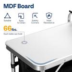 VIVOHOME Folding Camping Kitchen Station Table with Storage Organizer, 2 Side Tables, Stainless Steel Windscreen, Outdoor Portable Cook Station for BBQ, Picnics