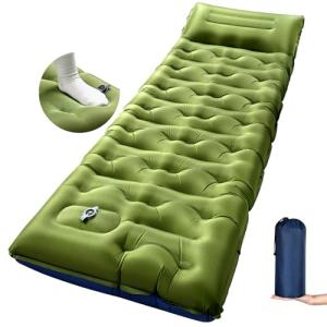 KASBAH Camping Sleeping Pad,Extra Wide 6 inch Thick Inflatable Sleeping Pads with Built-in Foot Pump and Pillow,Ultralight Camping Mat Gear for Outdoor Hiking,Camping