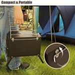 Portable Wood Burning Tent Stove for Camping & Hunting, Hot Tent Wood Stove for Outdoor Cooking & Heating, Foldable Legs & 5 Stainless Steel Chimney Pipes, Drying Rack & Gloves Included