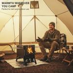 Portable Wood Burning Tent Stove for Camping & Hunting, Hot Tent Wood Stove for Outdoor Cooking & Heating, Foldable Legs & 5 Stainless Steel Chimney Pipes, Drying Rack & Gloves Included