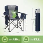 LET'S CAMP Folding Camping Chair Oversized Heavy Duty Padded Outdoor Chair with Cup Holder Storage and Cooler Bag, 450 LBS Weight Capacity, Thicken 600D Oxford