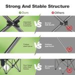 LET'S CAMP Folding Camping Chair Oversized Heavy Duty Padded Outdoor Chair with Cup Holder Storage and Cooler Bag, 450 LBS Weight Capacity, Thicken 600D Oxford