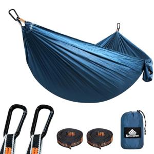 NATUREFUN Ultra-Light Travel Camping Hammock | 300kg Load Capacity,(275 x 140 cm) Breathable,Quick-Drying Parachute Nylon | 2 x Premium Carabiners,2 x Nylon Slings Included | Outdoor Indoor Garden