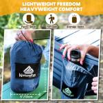 NATUREFUN Ultra-Light Travel Camping Hammock | 300kg Load Capacity,(275 x 140 cm) Breathable,Quick-Drying Parachute Nylon | 2 x Premium Carabiners,2 x Nylon Slings Included | Outdoor Indoor Garden