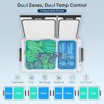 Feelfunn 12 Volt Refrigerator Car Fridge - 61QT(58L) Dual Zone Electric Cooler, Car Refrigerator -4℉~68℉, Portable Refrigerator 12/24V DC 100-240V AC, Portable Freezer for Travel Camping RV Home