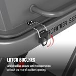 FEASTO Portable Propane Gas Grill with Folding Cart & 13000 BTUs Burner, 360 Sq. In. Cast Iron Cooking Grates, Side Table, 8" Wheels, Stainless Grease Tray for Outdoor BBQ, Camping & Tailgating, Grey