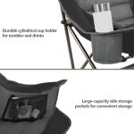 Colegence Oversized XL Padded Camping Chair Wide Heavy Duty Lawn Chairs Support 450 LBS Portable Folding Gaint Camp Chair with Side Pocket Cup Holder for Outdoor Outside Sports Baseball-Black&Grey