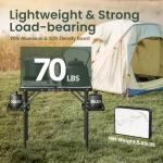 Titanker Folding Camping Table Small 2ft, Small Camp Table Portable with 50% Extra Space, Folding Picnic Table, Portable Beach Tables, Car Camping Essentials, Aluminum Light Solid