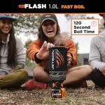 Jetboil Flash 1.0L Portable Fast Boil Stove for Camping and Backpacking with 1-Step Auto Ignition, New for 2025, Propane/Isobutane Burner with Cooking Cup, Dark Camo