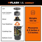 Jetboil Flash 1.0L Portable Fast Boil Stove for Camping and Backpacking with 1-Step Auto Ignition, New for 2025, Propane/Isobutane Burner with Cooking Cup, Dark Camo