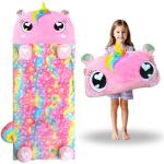 Kids Sleeping Bag, Large Unicorn Slumber Bag for Girls Boys, Portable Nap Mat, Preschool Daycare Kindergarten Birthday Gift 3-12 Yr Child, Pink