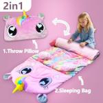 Kids Sleeping Bag, Large Unicorn Slumber Bag for Girls Boys, Portable Nap Mat, Preschool Daycare Kindergarten Birthday Gift 3-12 Yr Child, Pink