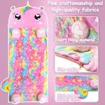 Kids Sleeping Bag, Large Unicorn Slumber Bag for Girls Boys, Portable Nap Mat, Preschool Daycare Kindergarten Birthday Gift 3-12 Yr Child, Pink