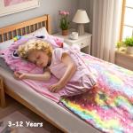 Kids Sleeping Bag, Large Unicorn Slumber Bag for Girls Boys, Portable Nap Mat, Preschool Daycare Kindergarten Birthday Gift 3-12 Yr Child, Pink