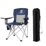 Elevon Folding Camping Chairs, Portable Outdoor Beach Chair for Adults with Carry Bag & Cup Holder, Foldable Lawn Chair with Mesh Backrest for Camp Fishing Hiking Travel Picnic Sports, Navy Blue