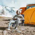 Elevon Folding Camping Chairs, Portable Outdoor Beach Chair for Adults with Carry Bag & Cup Holder, Foldable Lawn Chair with Mesh Backrest for Camp Fishing Hiking Travel Picnic Sports, Navy Blue