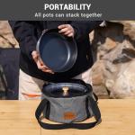KingCamp Camping Cookware Set, 304 Stainless Steel Campfire Cooking Pots Pan and Kettle with Travel Tote Bag for Camping Outdoor Kitchen Cooking Picnic for 4-6
