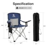 Elevon Folding Camping Chairs, Portable Outdoor Beach Chair for Adults with Carry Bag & Cup Holder, Foldable Lawn Chair with Mesh Backrest for Camp Fishing Hiking Travel Picnic Sports, Navy Blue