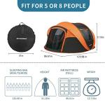 EchoSmile Instant Pop Up Camping Tent, 2/4/6 Person, Easy Setup Tent, Water Resistant Dome, Portable with Carry Bag