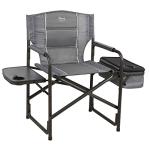 TIMBER RIDGE Lightweight Camping Chair, Portable Laurel Director's Chair with Foldable Side Table, Cooler Bag & Mesh Pocket, Compact Outdoor Folding Lawn Chair, Supports 300lbs, Grey